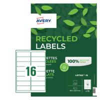 Avery LR7162-15 Recycled Address Labels 15 sheets - 16 Labels per Sheet