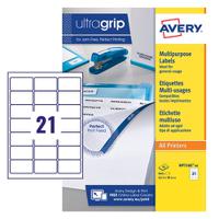 Avery MP7160-40 63.5 x 38.1mm Permanent Multipurpose Labels 40 Sheets - 21 Labels per sheet