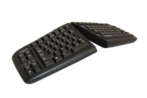 The Goldtouch Adjustable V2 is an ergonomic split keyboard for your fixed workstation. This ergonomic split keyboard can be slightly adjusted in its inclination angle between 0-30 degrees and it is guaranteed that the keyboard remains very stable. A split keyboard is recommended for people who type blindly in the ten-finger system. The keys have a key centre distance of 19 mm according to the DIN EN ISO norm and this promises a productive way of typing. The Goldtouch features status LEDs, integrated multimedia buttons and keys on the left side for a better distribution of work between your left and right arm. With this ergonomic split keyboard, you can work in a healthy posture and increase your performance at work.
