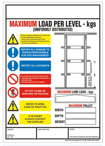 Weight Load Identification - Drive Thru Racking Weight Load - H.356 x W.254