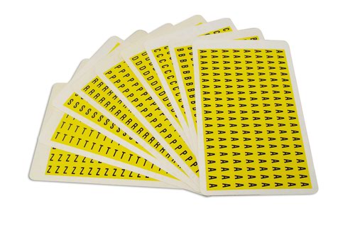 Beaverswood Self-Adhesive Letters Set 9.5x6mm Yellow F1 Pack A-Z