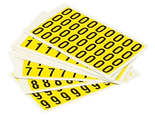 Complete Packs of Self-Adhesive Numbers - H.14 x W.19mm - Yellow