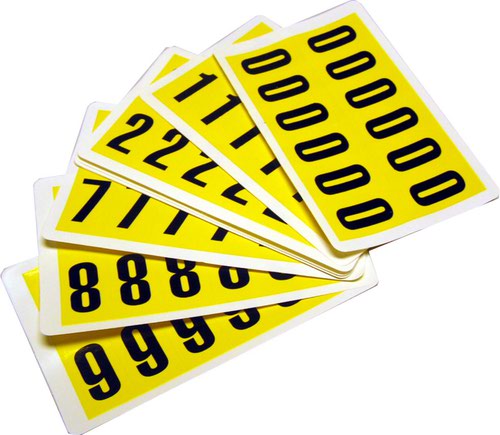 Complete Packs of Self-Adhesive Numbers - H.21 x W.38mm - Yellow