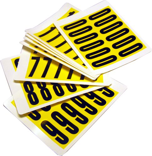 Complete Packs of Self-Adhesive Numbers - H.21 x W.56mm - Yellow