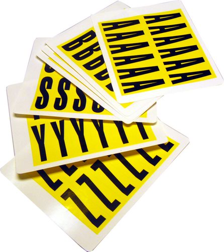 Complete Packs of Self-Adhesive Letters - H.21  x W. 56mm - Yellow