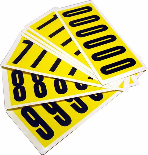 Complete Packs of Self-Adhesive Numbers - H.38  x W. 90mm - Yellow