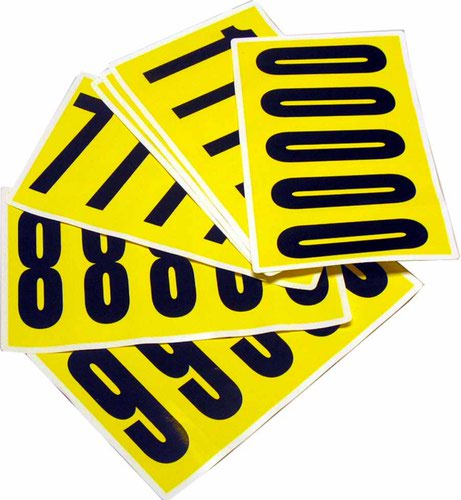 Complete Packs of Self-Adhesive Numbers - H.45 x W.130mm - Yellow