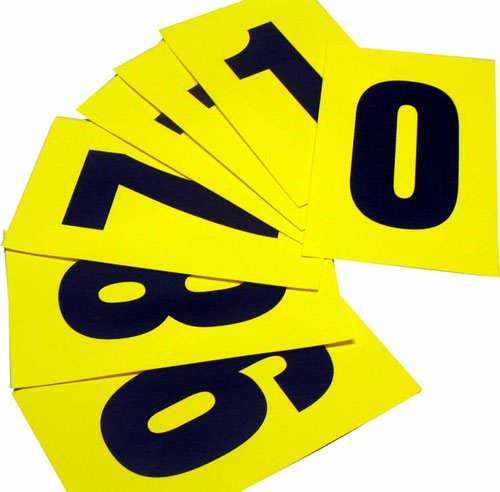 Complete Packs of Self-Adhesive Numbers - H.140  x W. 230mm - Yellow