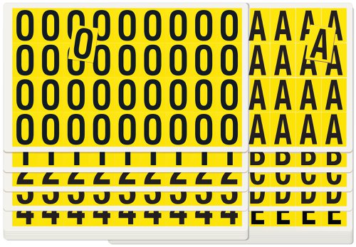 Complete Packs of Self-Adhesive Numbers - H.14 x W.19mm - Yellow