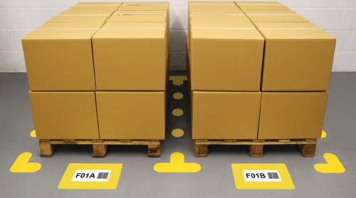 Beaverswood Warehouse Floor Signal Markers Feet Symbol H300mmxW100mm Yellow (Pack 10 - 5 Right and 5 Left) - FSF/Y