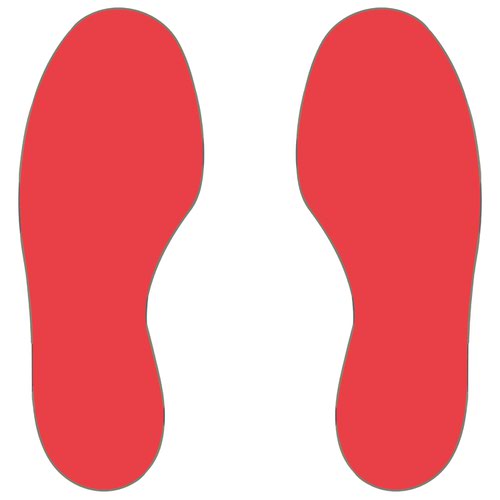 Floor Signals - Feet - H.300 x W.100 - Pack of 50 - (25 Right; 25 Left) - Red