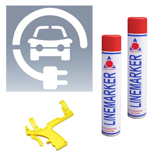 Electric Vehicle Charging Stencil - H.600 W.600 - Kit 1 - 2x Red Spray Paint