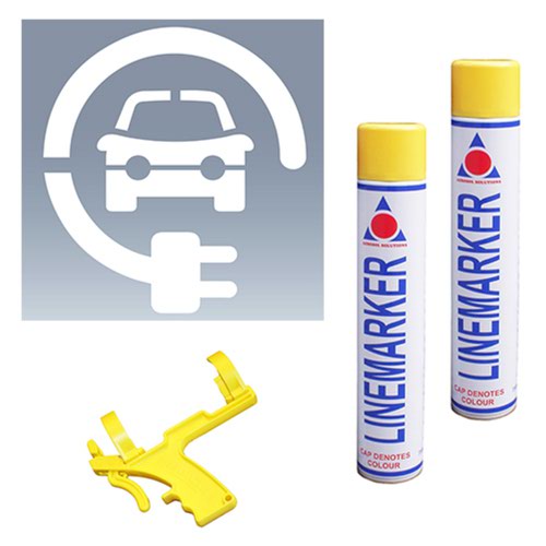 Electric Vehicle Charging Stencil - H.600 W.600 - Kit 2 - 2x Yellow Spray Paint