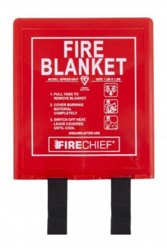 101-1487 | This Firechief 'Rigid Case' 1.2m x 1.2m fire blanket is a durable single-piece moulded design with an opening at the base for the blanket to be pulled out of. The K100 cloth is a double sided white silicone coated glasscloth. Red durable single-piece moulded design, Kitemark certified to BSEN1869, Premium quality coated glasscloth, Large label design, 5 Year warranty