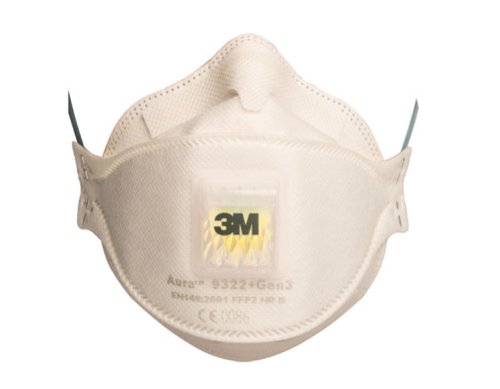 3M 9322+Gen3 Aura FFP2V Mask  (Box of 10) Respirators 3M9322PLUSGEN3