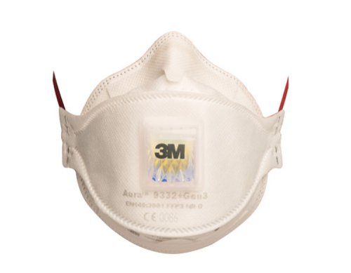 3M 9332+Gen3 Aura FFP3V Mask  (Box of 10) Respirators 3M9332PLUSGEN3