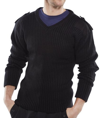 Beeswift Acrylic Mod V-Neck Sweater Black M