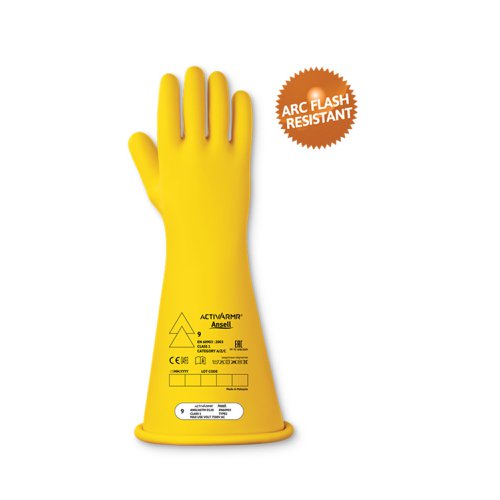 High Voltage Electr Insulating Glove (Class 1) 14” Sz 08 M