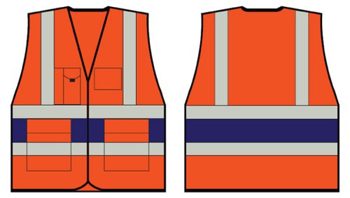Beeswift Orange Executive Vest With Navy Blue Band Xl