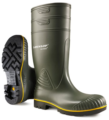 Dunlop Acifort Heavy Duty Safety Wellington Boot Green Size 10.5