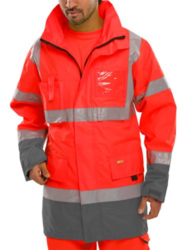 Beeswift Two Tone Breathable Traffic Jacket Red / Grey 3XL