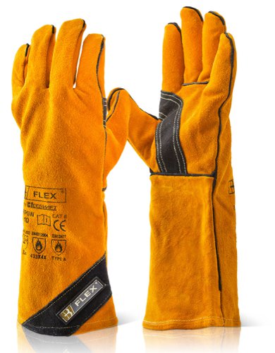 Beeswift Premium Golden Welders Gauntlet Gold  (Box of 10) Re-usable Gloves BFPGWN