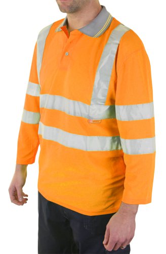 Beeswift Plant Operators 3/4 Sleeve Polo Shirt Orange 3XL