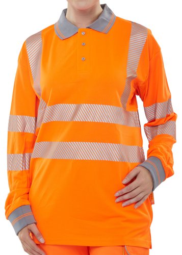 Beeswift Hiviz Executive Long Sleeve Polo Orange 6XL