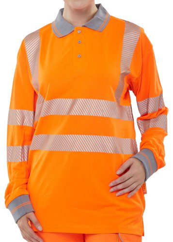 Beeswift Hiviz Executive Long Sleeve Polo Orange Large