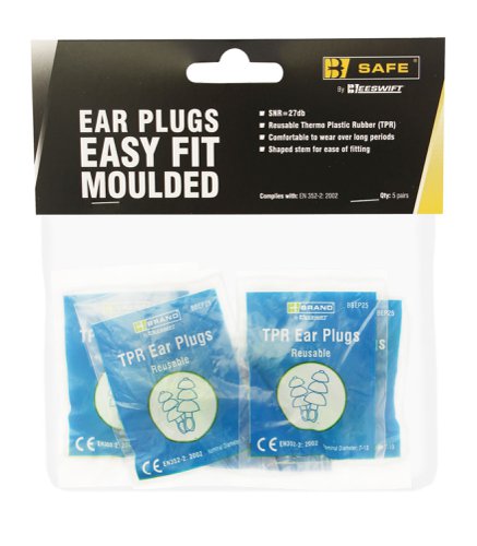 Beeswift B-Safe Tpr Easy Fit Ear Plugs 5 Pack 