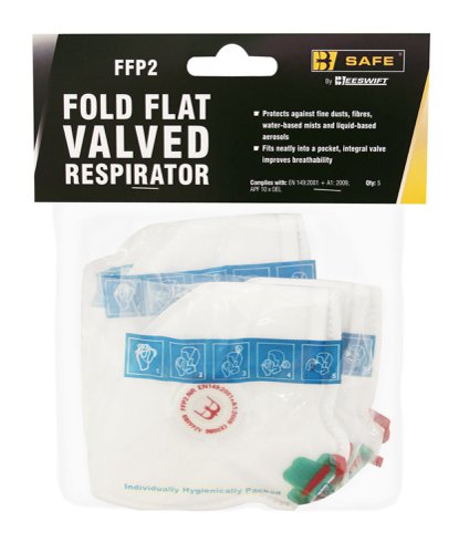 Beeswift B-Safe FFP2V Fold Flat Valved Respirator 5 Pack 