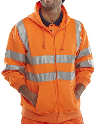 Beeswift Zip-Up Hooded Sweatshirt Orange S
