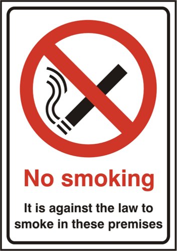 Beeswift B-Safe No Smoking Its Against The Law Sign Self-Adhesive Vinyl 148 x 210mm (Pack of 5)