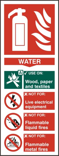 Beeswift B-Safe Fire Extinguisher Water Sign 