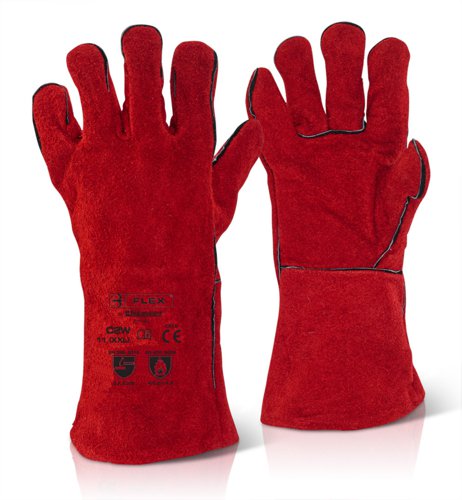 Beeswift Red Welders Gauntlet 14”  (Box of 10) Re-usable Gloves C2WN