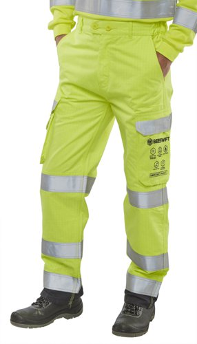 Beeswift High Visibility  Trousers Saturn Yellow / Navy 30T
