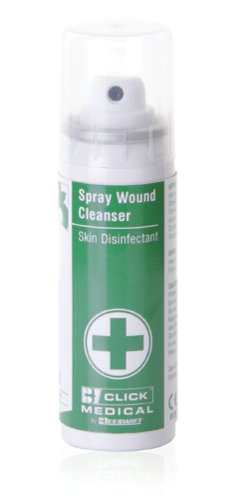 CM0379 | An alcohol based skin and wound cleanser for use prior to: Dressing injured or broken skin with minor cuts and grazes, conducting simple medical procedures such as injections, wound repair being performed on skin, conducting podiatry procedures on feet and conducting non medical procedures such as tattooing.  Size: 70ml