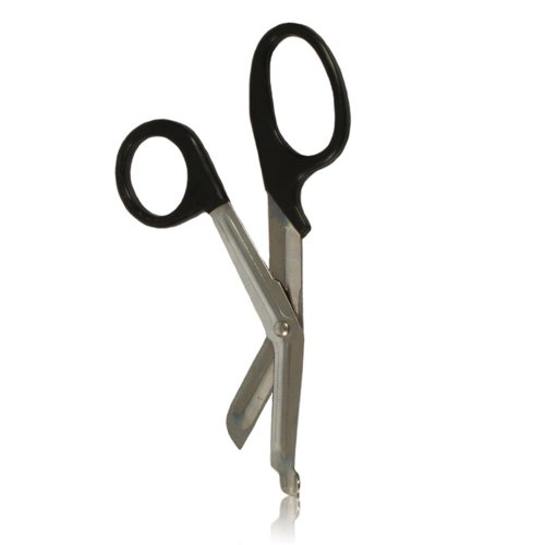 CM0466 | Remove fabric from burn area without risk of injury, Extra tough scissors with hardened blades and chunky plastic handles are ideal for removing clothes from injured patients, Cut safely through bandages with no fear of damaging skin below, Angled blades with flattened base on lower blade, Particularly useful for removing clothing from burns casualties