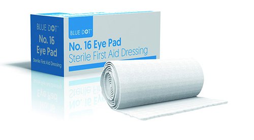 CM0496BD Click Medical Blue Dot Boxed Eye Pad & Bandage No 16