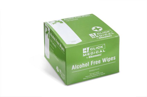 Click Medical Alcohol Free Wipes 100  (Box of 100) First Aid Room CM0800