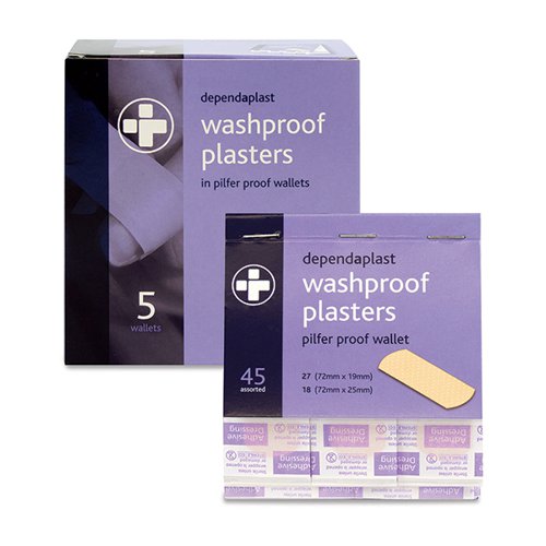 Click Medical DEPENDAPLAST WASHPROOF PILFER PROOF PLASTER BOX 5 X 45 Plasters & Bandages CM0951