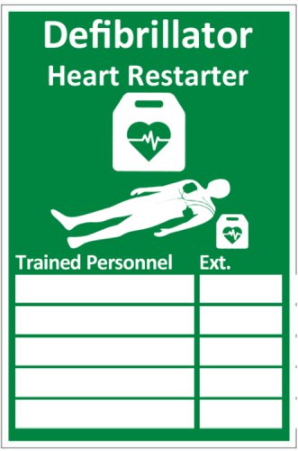 AED Trained Personnel Sign Rigid PVC Green 200x300mm 