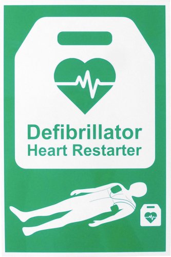 Click Medical Aed Automated External Defibrillator Sign Green 20X30cm
