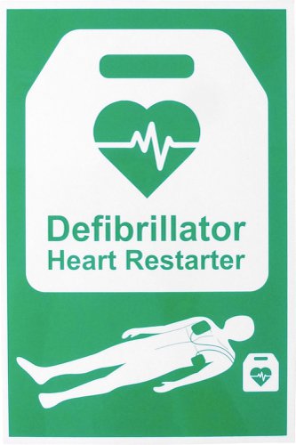 Click Medical Aed Automated External Defibrillator Sign Green 20X30cm  CM1328