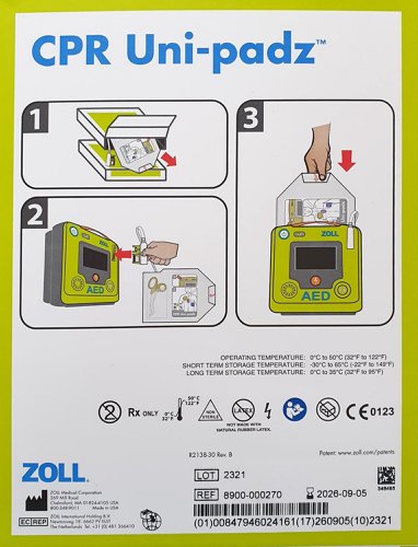 Zoll Aed 3 Cpr Uni-Padz First Aid Room CM1650