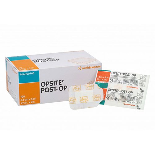 Click Medical OPSITE POST-OP ABSORBENT DRESSING 6.5 X 5CM Box 100 Plasters & Bandages CM1686