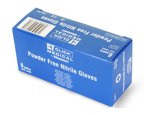Click Medical Nitrile Gloves 6 Pairs In A Carton Blue 