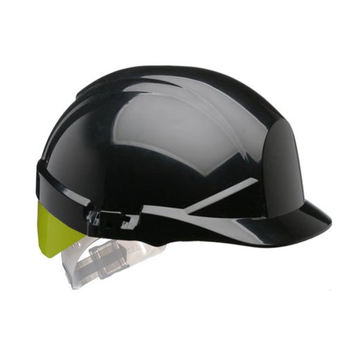 Reflex Black Slip Ratchet Helmet with Bright Yell Flash