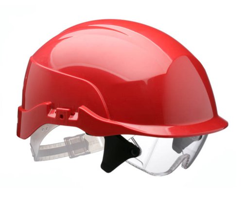 CNS20REA Centurion Spectrum Safety Helmet Red C / W Integrated Eye Protection Red 