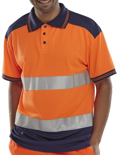 Beeswift B-Seen Polo Shirt High Visibility Polyester Two Tone Orange